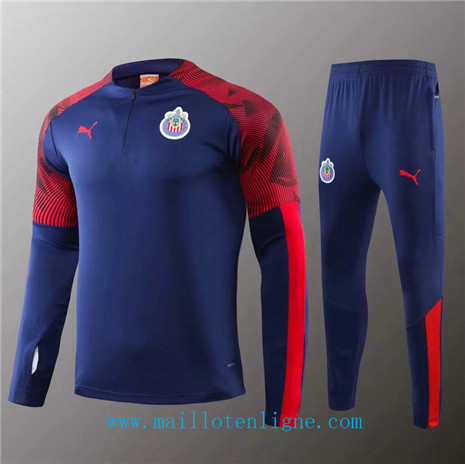 D057 Survetement de foot Chicago Bleu/Rouge Col Rond 2019 2020