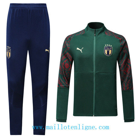 D060 Survetement de foot Italie Veste Vert/Bleu Marine 2019 2020