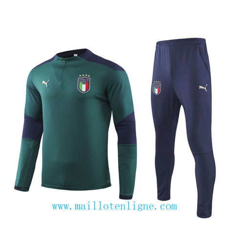 D061 Survetement de foot Italie Vert sweat zippé 2019 2020