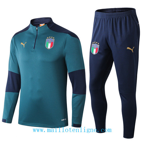 D062 Survetement de foot Italie Vert/Bleu Marine sweat zippé 2019 2020