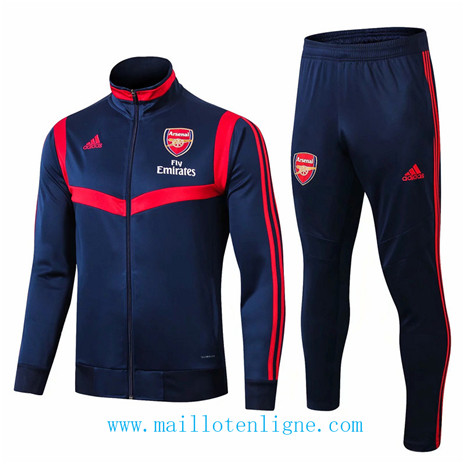 D067 Survetement de foot Arsenal Veste Bleu Marine/Rouge bande 2019 2020