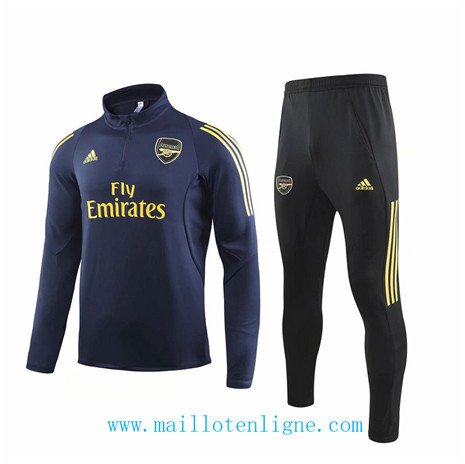 D069 Survetement de foot Arsenal Bleu Marine/Noir sweat zippé 2019 2020