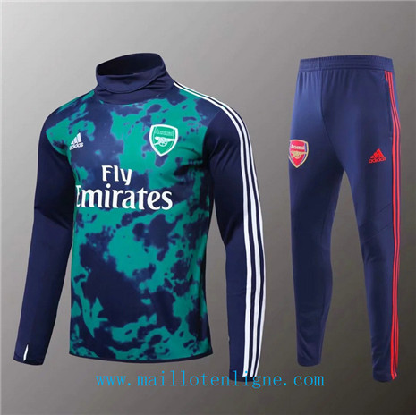 D070 Survetement de foot Arsenal Bleu Marine/Rouge bande Col Rond 2019 2020