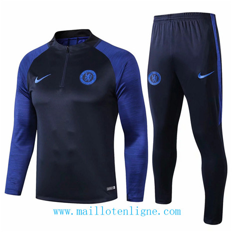 D081 Survetement de foot Chelsea Noir sweat zippé 2019 2020