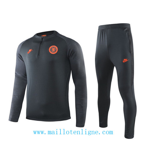 D082 Survetement de foot Chelsea Noir sweat zippé 2019 2020