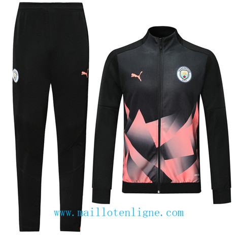 D091 Survetement de foot Manchester City Veste Noir/Rose 2019 2020