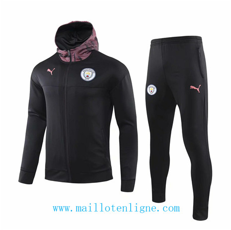 D093 Survetement de foot Manchester City Veste Noir/Violet à Capuche 2019 2020