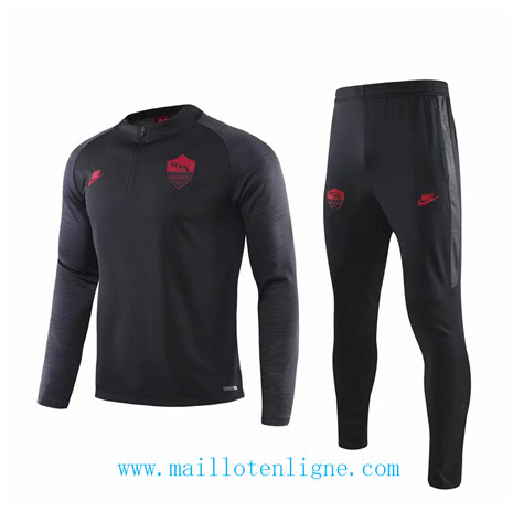 D102 Survetement de foot AS Roma Noir sweat zippé 2019 2020