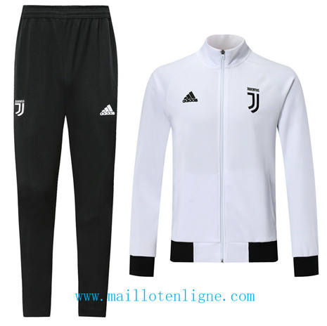 D107 Survetement de foot Juventus Veste Blanc/Noir 2019 2020