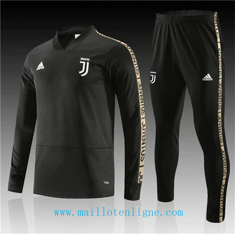 D117 Survetement de foot Juventus Noir Col V 2019 2020