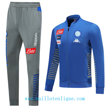 D127 Survetement de foot Naples Veste Bleu/Gris 2019 2020