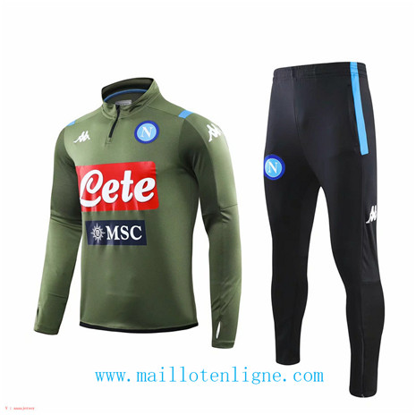 D129 Survetement de foot Naples Vert/Noir sweat zippé 2019 2020