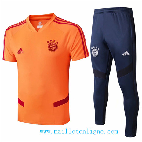 D131 Training de foot Bayern Munich Entrainement Orange/Bleu Marine Col V 2019 2020