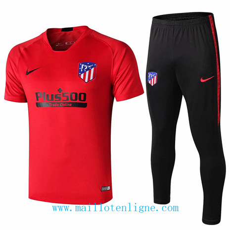 D136 Training de foot Atletico de Madrid Entrainement Rouge/Noir Col V 2019 2020