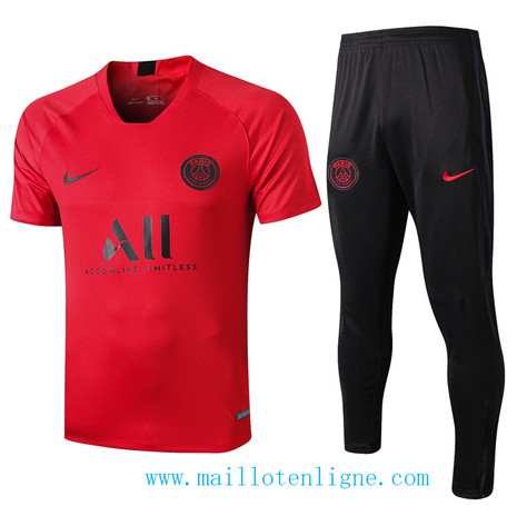 D158 Training de foot Paris Saint-Germain Entrainement Rouge/Noir Col V 2019 2020