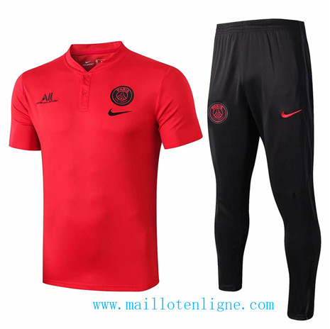 D160 Training de foot Paris Saint-Germain Entrainement Rouge/Noir Col V 2019 2020