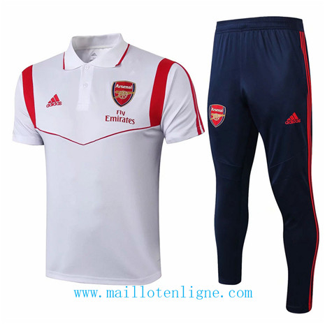 D163 Training de foot Arsenal POLO Entrainement Blanc/Bleu Marine 2019 2020