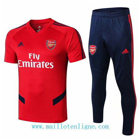 D168 Training de foot Arsenal Entrainement Rouge/Bleu Marine Col V 2019 2020