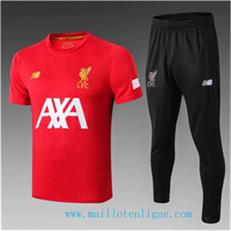 D178 Training de foot Liverpool Entrainement Rouge/Noir Col Rond 2019 2020