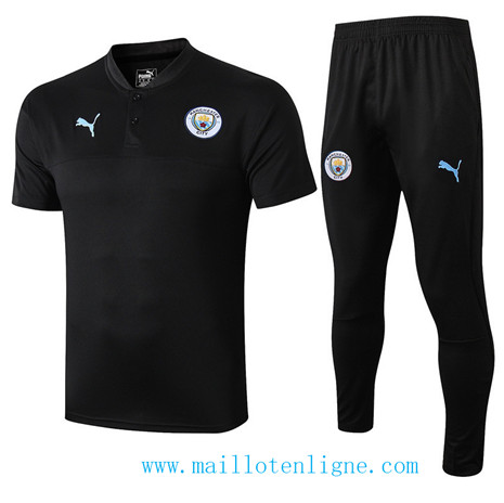 D180 Training de foot Manchester City Entrainement Noir Col V 2019 2020