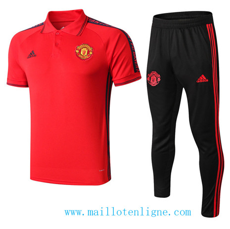 D182 Training de foot Manchester United POLO Entrainement Rouge/Noir 2019 2020