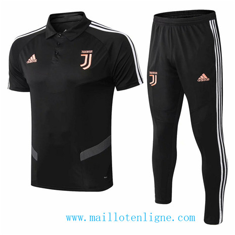 D190 Training de foot Juventus POLO Entrainement Noir/Blanc bande 2019 2020