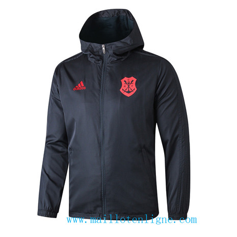 D198 Vestes foot Flamengo Coupe vent Bleu Marine/Noir à Capuche 2019 2020