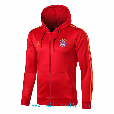 D202 Vestes foot Bayern Munich Rouge/Bleu Marine à Capuche 2019 2020