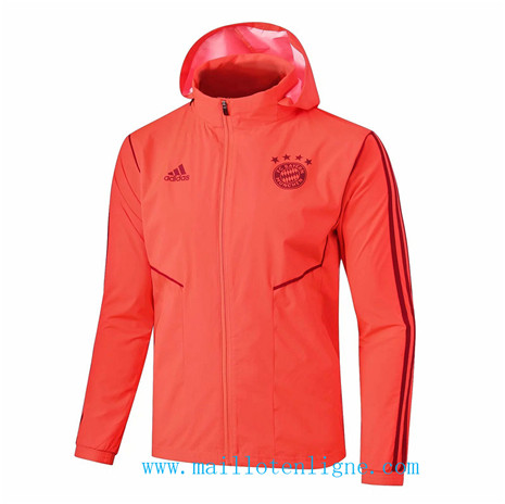 D205 Vestes foot Bayern Munich Coupe vent Orange/Bleu Marine à Capuche 2019 2020