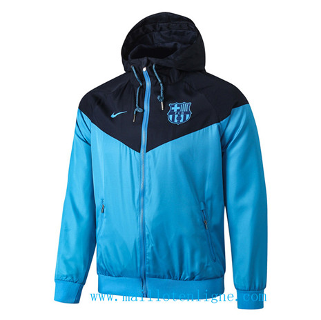 D214 Vestes foot Barcelone Coupe vent Bleu/Bleu Marine à Capuche 2019 2020