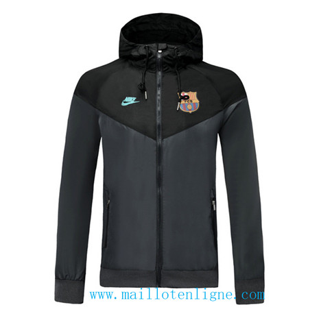 D215 Vestes foot Barcelone zipper Coupe vent Noir à Capuche 2019 2020