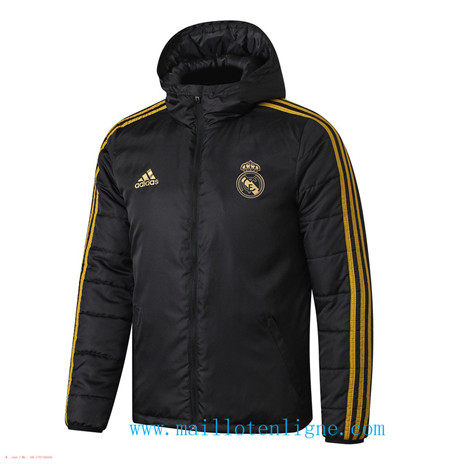 D218 Vestes foot Real Madrid Doudoune Noir à Capuche 2019 2020