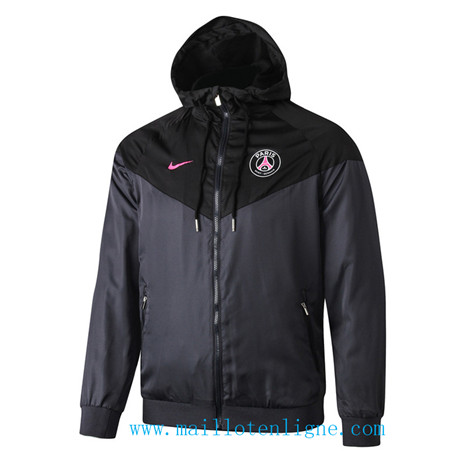 D231 Vestes foot Paris Saint-Germain Coupe vent Noir à Capuche 2019 2020