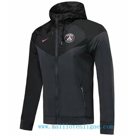 D233 Vestes foot Paris Saint-Germain Coupe vent Noir à Capuche 2019 2020