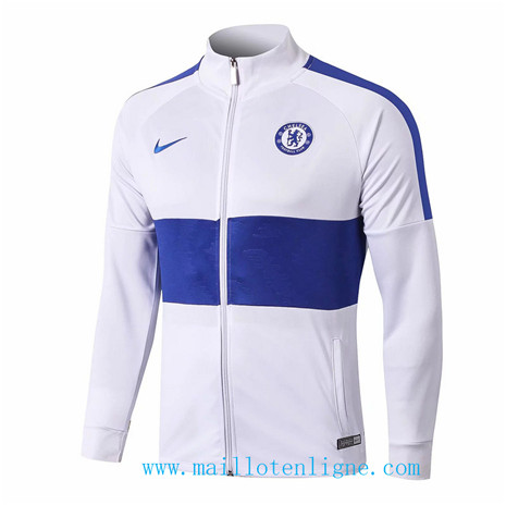 D244 Vestes foot Chelsea Blanc/Bleu Marine 2019 2020