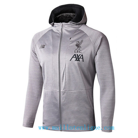 D249 Vestes foot Liverpool Gris à Capuche 2019 2020