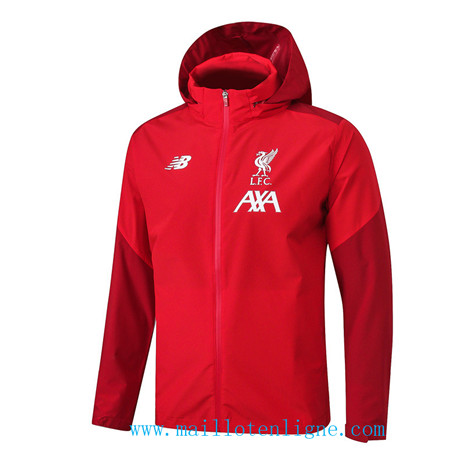 D253 Vestes foot Liverpool Coupe vent Rouge à Capuche 2019 2020