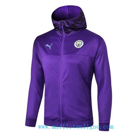 D258 Vestes foot Manchester City Violet à Capuche 2019 2020