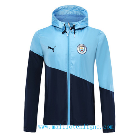 D260 Vestes foot Manchester City Coupe vent Bleu Marine à Capuche 2019 2020