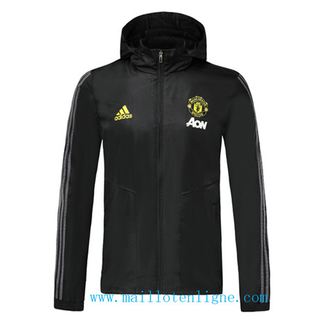 D262 Vestes foot Manchester United Coupe vent black à Capuche 2019 2020