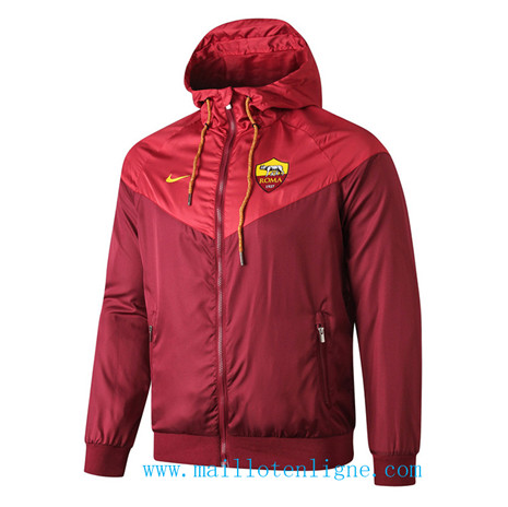 D270 Vestes foot AS Roma Coupe vent Rouge/Bleu Marine à Capuche 2019 2020