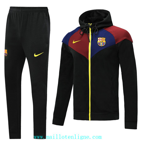 ML029 Veste Survetement Barcelone 2019/2020 à Capuche Noir/Rouge/Bleu