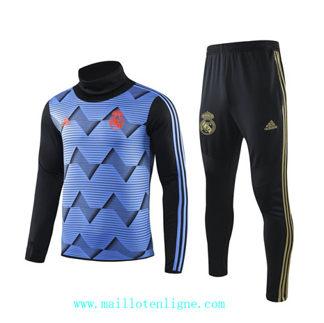 ML034 Survetement Real Madrid 2019/2020 Bleu Rayon Col haut