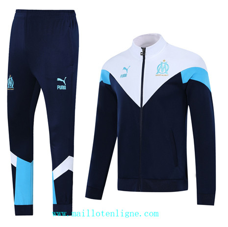 ML037 Veste Survetement Marseille 2019/2020 Bleu Marine/Blanc