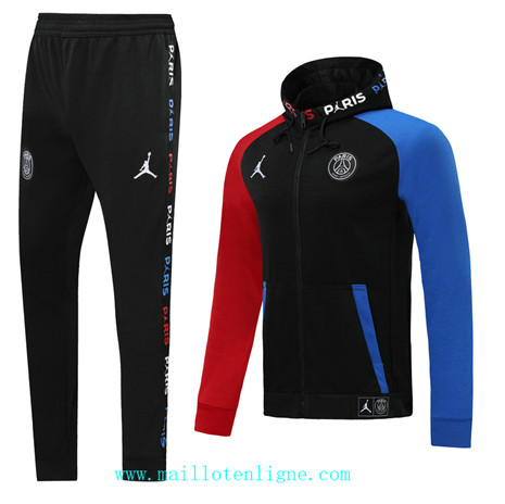 ML038 Veste Survetement Paris Saint-Germain Jordan 2019/2020 à Capuche Bleu/Rouge/Noir