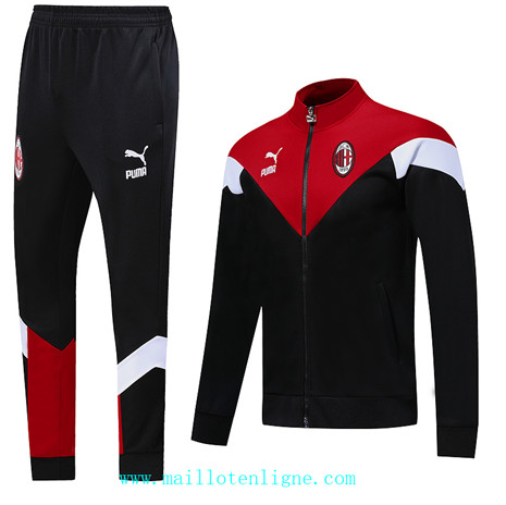 ML052 Veste Survetement AC Milan 2019/2020 Noir/Rouge/Blanc