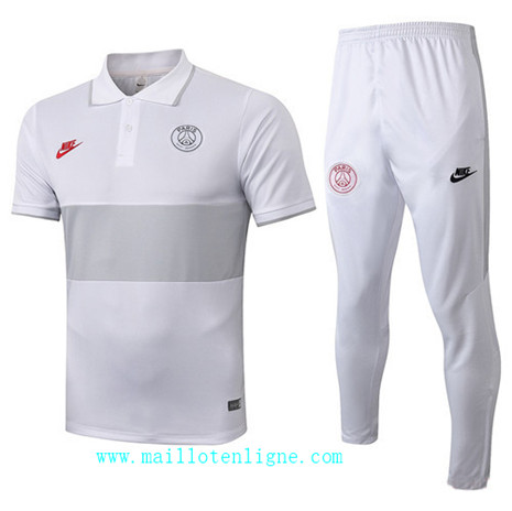 ML092 Ensemble Training de foot Paris Saint-Germain Training POLO 2019/2020 Blanc/Gris