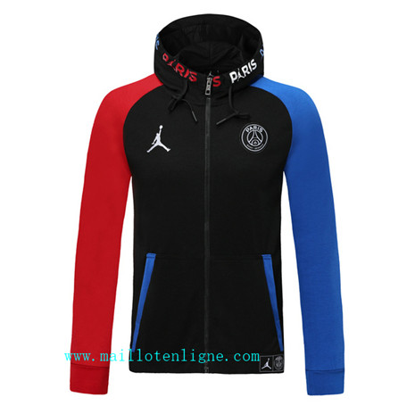 ML111 Vestes foot PSG Jordan 2019/2020 Bleu/Rouge/Noir à Capuche