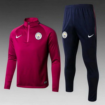 Maillot de Manchester City Formation ML rose rouge-01 2017/2018