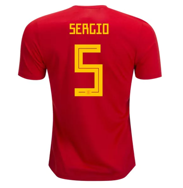 Maillot Espagne 5 SERGIO Domicile Coupe du monde 2018